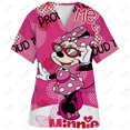 thumbnail image 5 of Ropa de enfermería para mujer, camiseta de enfermería con estampado de Disney Minnie y Mickey, tops informales de manga corta con cuello en V y bolsillo, uniforme para mujer, 5 of 5