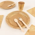thumbnail image 6 of BalsaCircle 72 Natural Gold Palm Leaves Print Disposable Paper Tableware Set Party Events Decorations Supplies, 6 of 8