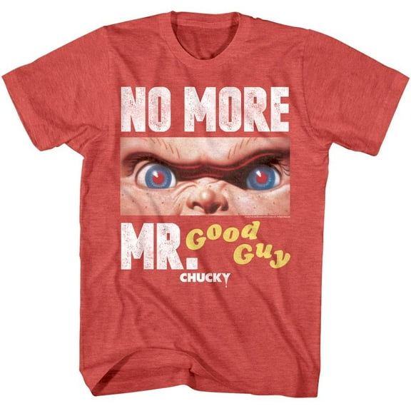 Chucky No More Mr Good Guy Men's T Shirt (RedHeather, AdultL)