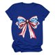 thumbnail image 2 of Fiudx Ropa de Mujer Top de Cuello Redondo de Manga Corta con Estampado de Lazo Del Día de La Independencia para Mujer, 2 of 4