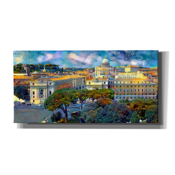 Epic Graffiti 'Vaticano San Pedro from San Angelo' by Pedro Gavidia, Canvas Wall Art, 60"x30"