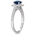 thumbnail image 2 of SZUL Women's 1 Carat TW Princess Cut Genuine Sapphire and Diamond Halo Engagement Ring in 14K White Gold, 2 of 5