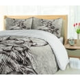 thumbnail image 5 of Ambesonne Tattoo Duvet Cover Sets, Sketchy Viking Warrior, 2-King, Grey and White, 5 of 7