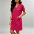 thumbnail image 5 of Womens Elegant Double Pocket Dress V Neck Mini Fashionable Casual Dress, S, 5 of 7