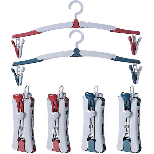 6 Pcs Folding Clothes Hangers with Clips, 360 Degree Rotating Hook, Portable for Travel Outdoor Camping