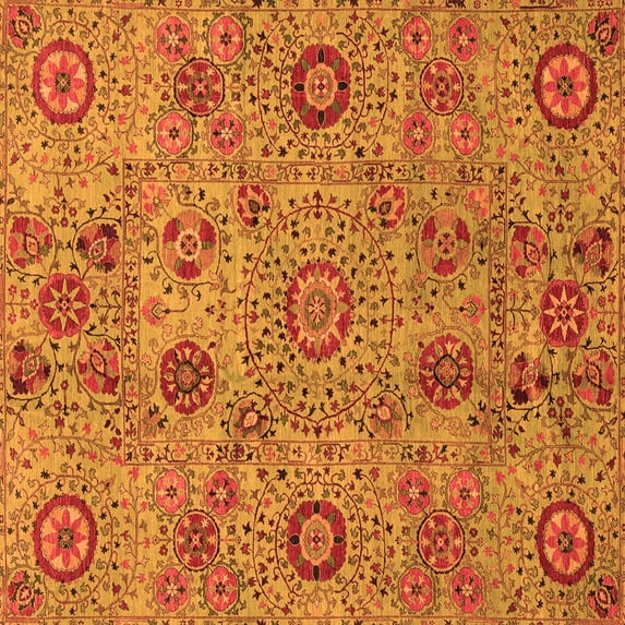 Ahgly Company Indoor Square Abstract Orange Modern Area Rugs, 3' Square