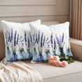 thumbnail image 2 of Botanical Floral Outdoor Waterproof Pillow Covers, Spring Watercolor Lavender Flower Vase Decorative Square Throw Pillowcase Sofa Cushion Sham for Patio/Couch/Chair, 16"x16" 2 Pack, 2 of 8
