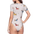 thumbnail image 4 of Daiia Dachshund Dog Puppy print Women's Crew Neck Short Sleeve Bodysuit Fashion Tops Fit Casual Basic Extender Bodysuit-Medium, 4 of 9