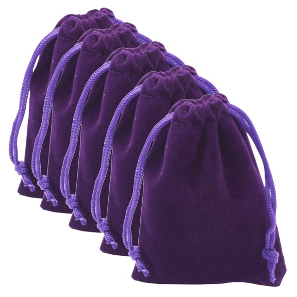Bolsas de terciopelo para collares MiniVelvPurple 5Pzas Morado 7.2x9cm Terciopelo Bolsa Organza.