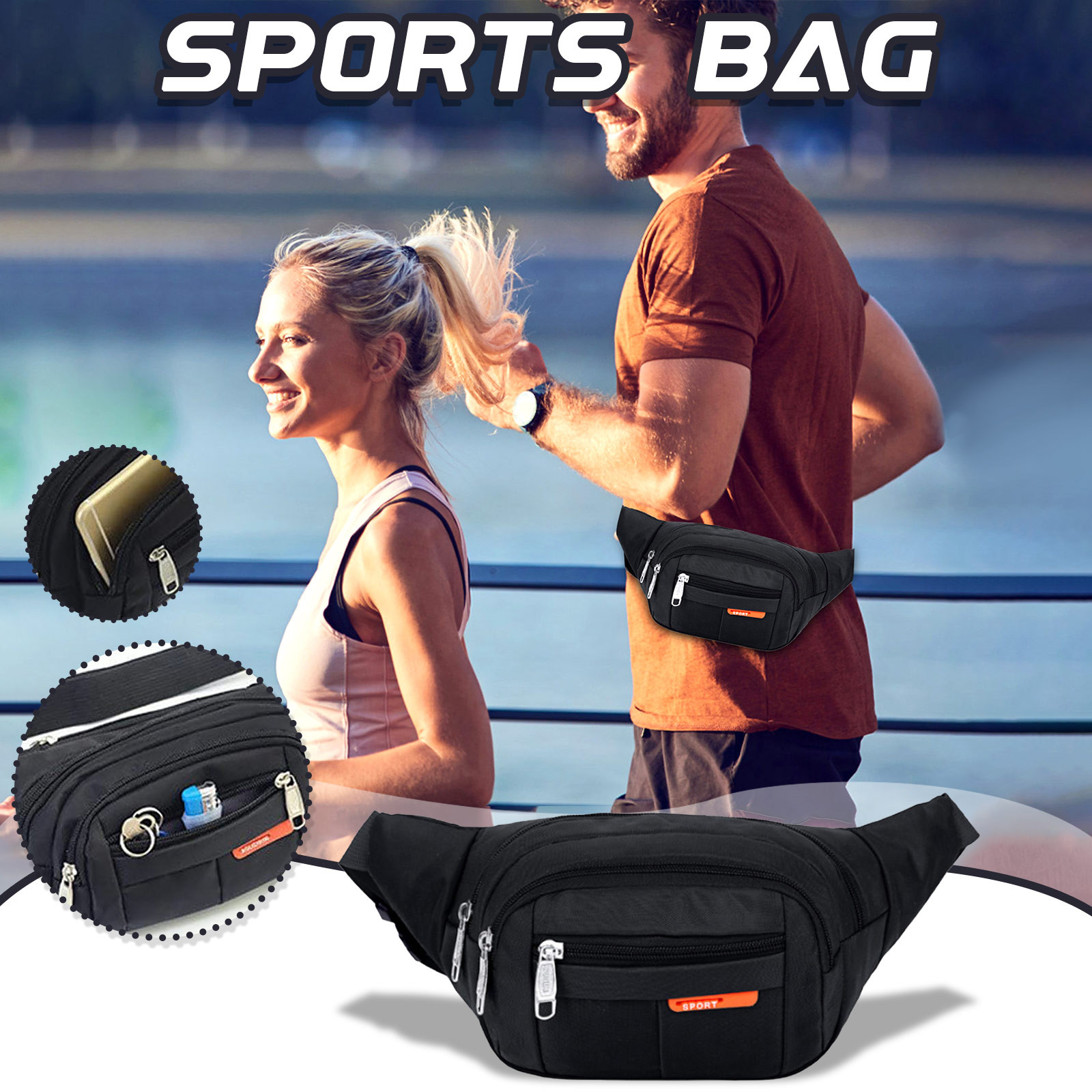 LINMOUA Large Sports Waist Bag Running Outdoor Hiking Running Belt for