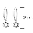 thumbnail image 3 of Aeravida Symbolic Jewish Star of David Sterling Silver Mini Hoop Earrings | Classic Sterling Silver Hoop Earrings | Casual Earrings for Women | Hoop Earrings Set | Gift for Women, Mom, 3 of 4