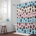 thumbnail image 6 of Farmhouse Dog Shower Curtain for Bathroom Decor, Paw Vintage Blue Pink Wooden Board Waterproof Fabric Shower Curtain, 36"x72" Set with 12 Hooks, 6 of 9
