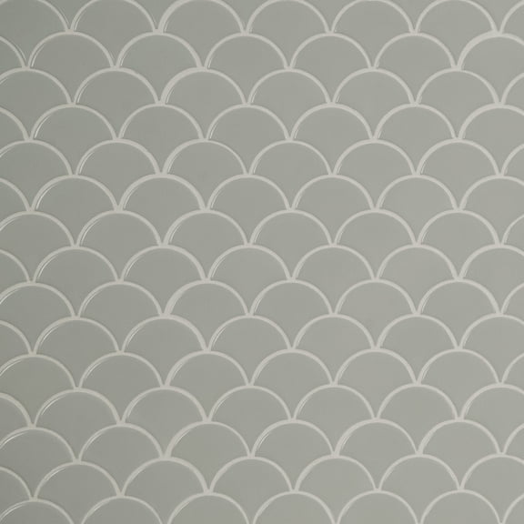 MSI Retro Gray Scallop 13.19 in. x 11.22 in. x 6mm Glossy Porcelain Mesh-Mounted Mosaic Tile (13.65 sq. ft. / case)