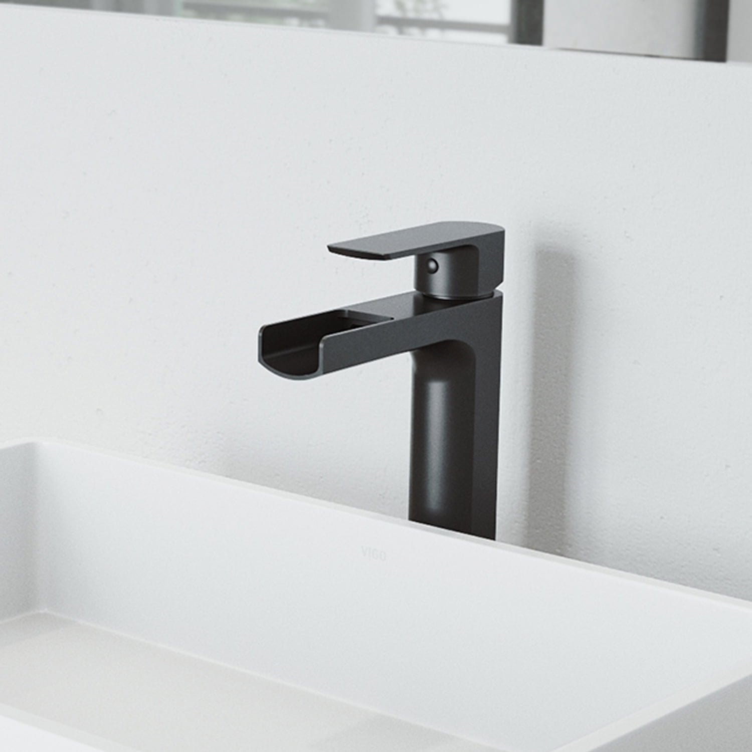 VIGO Amada Single Handle Single-Hole Bathroom Vessel Faucet in Matte Black