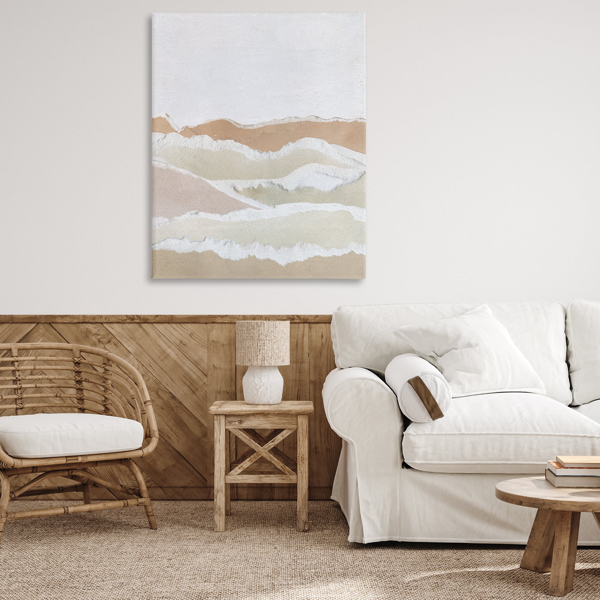 Stupell Industries Collaged Dessert Hills Abstract Painting Gallery Wrapped Canvas Art Print Wall Art, 36 x 48