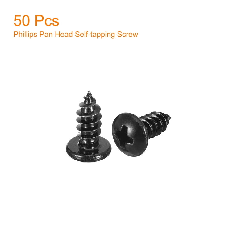 500 Count #8 X 1/2" Self-Tapping Metal Screws - Black Phillips Truss Washer Head