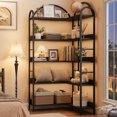 thumbnail image 4 of Corner Bookshelf Arched Bookcase, L Shaped Bookshelf Industrial Corner Shelf, Large Bookshelf With Metal Frame, Etagere Shelf Corner Display Rack for Living Room Bedroom, 4 of 9