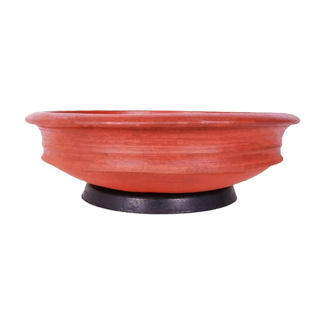 Clay Pottery Earthen Kadai Clay Pots For Cooking & Serving - Red, 1 Liter