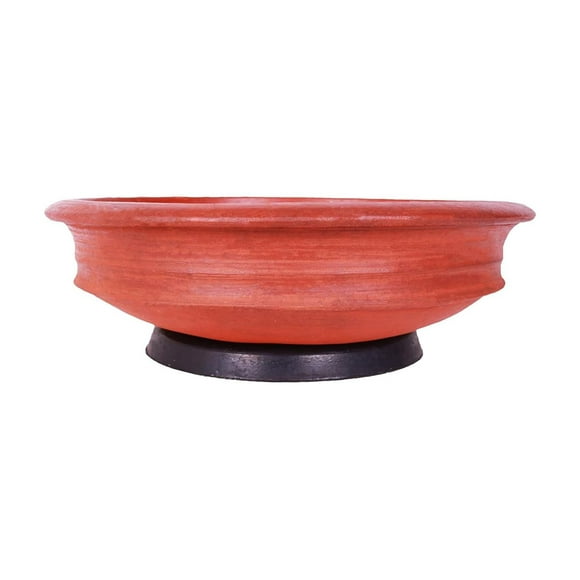 Clay Pottery Earthen Kadai Clay Pots For Cooking & Serving - Red, 1 Liter