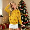 thumbnail image 5 of Christmas Kids Sweater Girls Crewneck Sweatshirt Long Sleeve Pullover Knit Tops,Relaxed Warm For Festival School Wear,Yellow,7-8 Years, 5 of 6