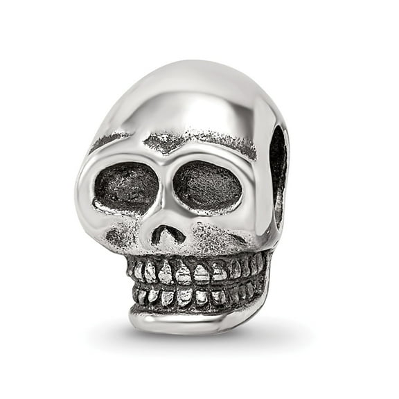 Fancy Bead White Sterling Silver Themed 10.91 mm 8.18 Reflections Skull Bead
