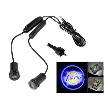 - 2x Lakers Logo 5W Car Door Ghost Laser Projector LED Light 4th Generation