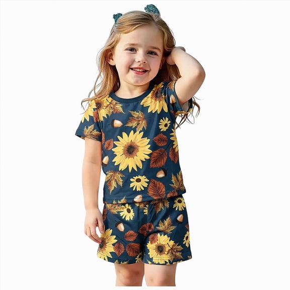 OYXSER Toddler Girls Clothes 1T 2T 3T 4T 5T T-Shirts Shorts Clothing Set Short Sleeves Cute Summer Outfits 2 Pieces Shorts Set, Yellow 9-12M