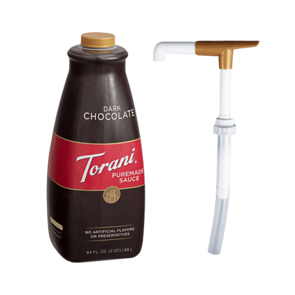 Torani Puremade Dark Chocolate Flavoring Sauce 64 fl. oz. Bonus Squeeze Pump