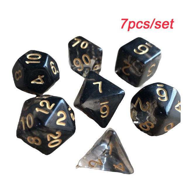 1 Set Polyhedral Dice Double Color Acrylic Toys Interesting Role Playing Games Craps Entertainment Accessory for Math Teaching floating black gold