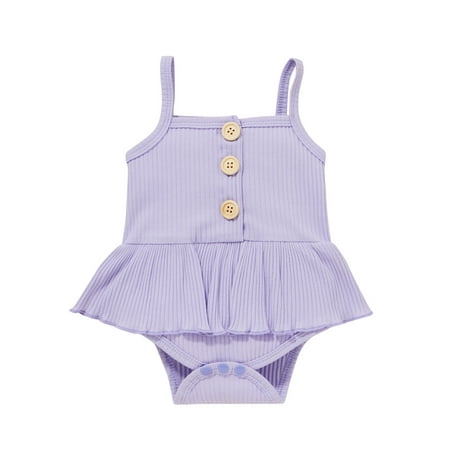 

Binpure Toddler Summer Jumpsuit Girls Ribbed Spaghetti Strap Romper Skirt