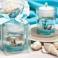 thumbnail image 3 of Fashioncraft Beach-Themed Votive Candle, Paraffin Wax, White with Seascape Design, 3 of 5