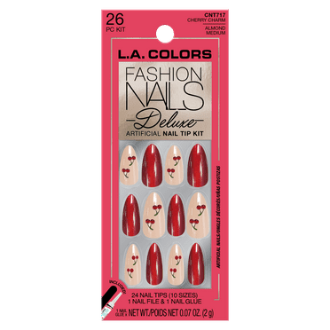 L.A. COLORS Deluxe Nail Tip, Cherry Charm, 26 Piece