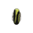 thumbnail image 2 of Fancy Bead White Sterling Silver Glass 13.64 mm 7.27 Reflections Lime Black Stripes Italian Murano Bead, 2 of 4