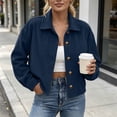thumbnail image 2 of Edvintorg Jacket for Women Long Sleeve Casual Corduroy Coat Button Down Cropped Outerwear Woman Clothes Navy S-2XL, 2 of 8