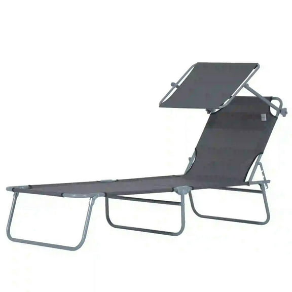 GVN Chaise Lounge Outdoor, Lounge Chair Outdoor,Outdoor Pool Chaise Lounge Chair, Folding Tanning Chair with Sun Shade, Gray