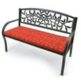 thumbnail image 2 of Jordan Manufacturing 36" x 16" Persimmon Red Medallion Rectangular Outdoor Settee Swing Bench Cushion with Ties, 2 of 9