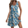 thumbnail image 2 of Ovzne Robes d'Été pour Femmes 2025 Robe Femme Robe d'Été Décontractée pour Femmes Dégradé Sans Manches Col en V Longue Robe Grande Taille Robe Maxi Imprimée Liquidation, 2 of 7