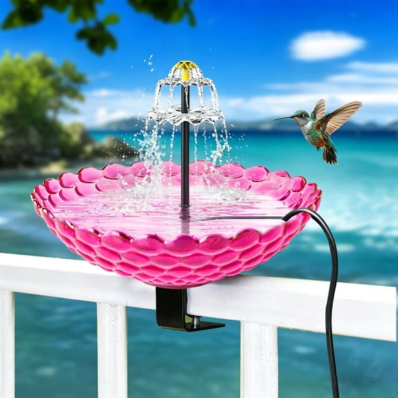 Aufmer Courtyard Backyard Decor Mini Solar Bird Bath Metal Basin Fountain Automatic Water Circulation Design Outdoor Bird Feeding Landscape Ornament For Yard Layout