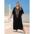 thumbnail image 7 of Edolynsa Plus Size Moroccan Kaftan Dress for Women Embroidery Caftan Tunic Maxi Beach Dresses Bathing Suit Cover up Sleepwear, 7 of 7