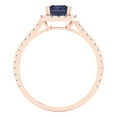 thumbnail image 4 of 1.86 ct Emerald Cut Simulated Blue Sapphire Solitaire with Simulated Diamond Accents 18K Rose Gold Womens Engagement Ring, 4 of 5