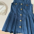 thumbnail image 4 of LYMAYTER ‌‌‌‌‌‌2-8Y Toddler Little Girls Denim Dress Sleeveless Waist Button Flowy Swing - Pockets A-Line Wear, 4 of 8