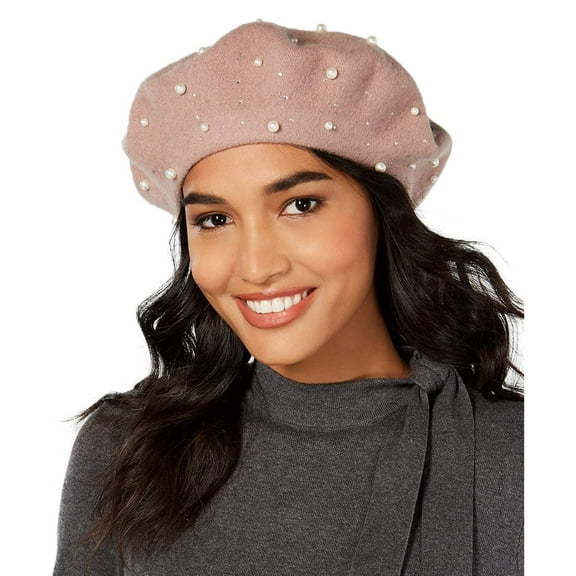 INC Embellished Wool Beret, Blush
