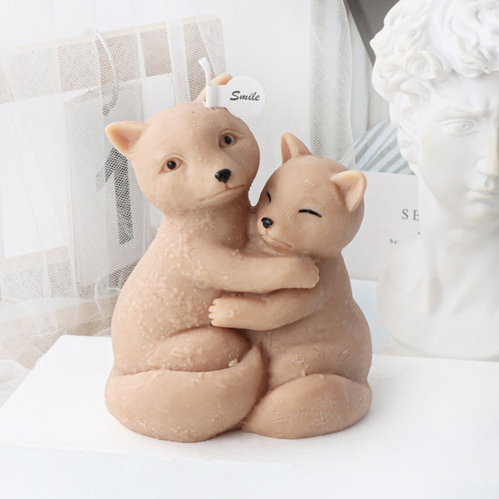 WINDLAND 3D Candle Resin Mold Hug Foxes Bear Scented Candle Epoxy Mold DIY Plaster Decors
