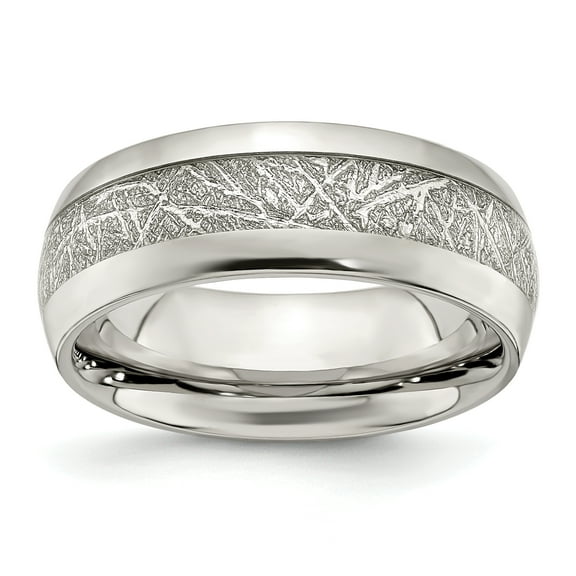 Primal Steel Stainless Steel Polished Glitter Paper Inlay Center 8mm Band