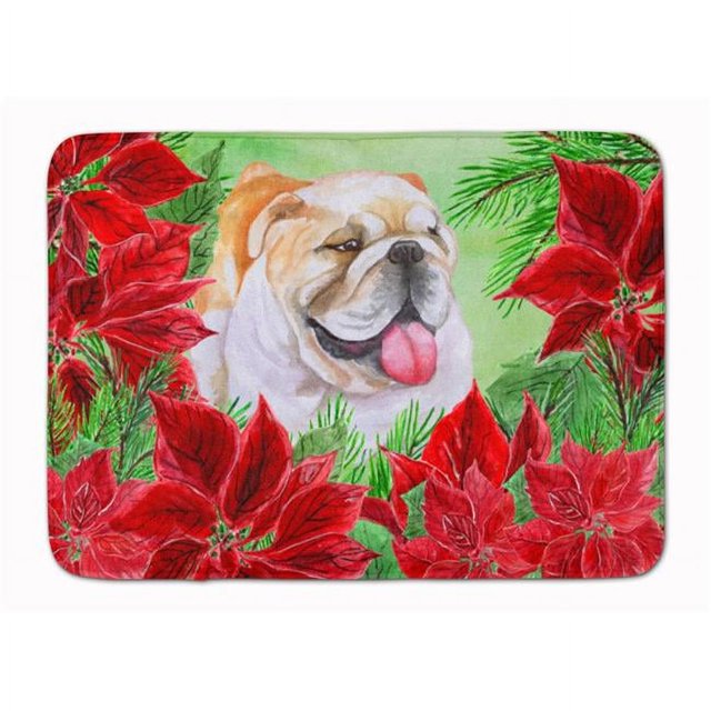 Carolines Treasures CK1288RUG English Bulldog Poinsettas Machine Washable Memory Foam Mat