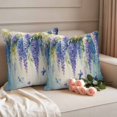 thumbnail image 2 of Purple Floral Outdoor Waterproof Pillow Covers, Spring Nature Butterfly Leaf Smear Art Decorative Square Throw Pillowcase Sofa Cushion Sham for Patio/Couch/Chair, 20"x20" 2 Pack, 2 of 8