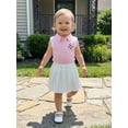thumbnail image 6 of BemeyourBBs 2Pcs Toddler Baby Girl Football Little Infant Baby Girl Summer Clothes Sleeveless Lapel Collar Soccer Embroidered Tank Vest Tops with Pleated Skirt Set Toddler Baby Girl Summer Outfit, 6 of 9