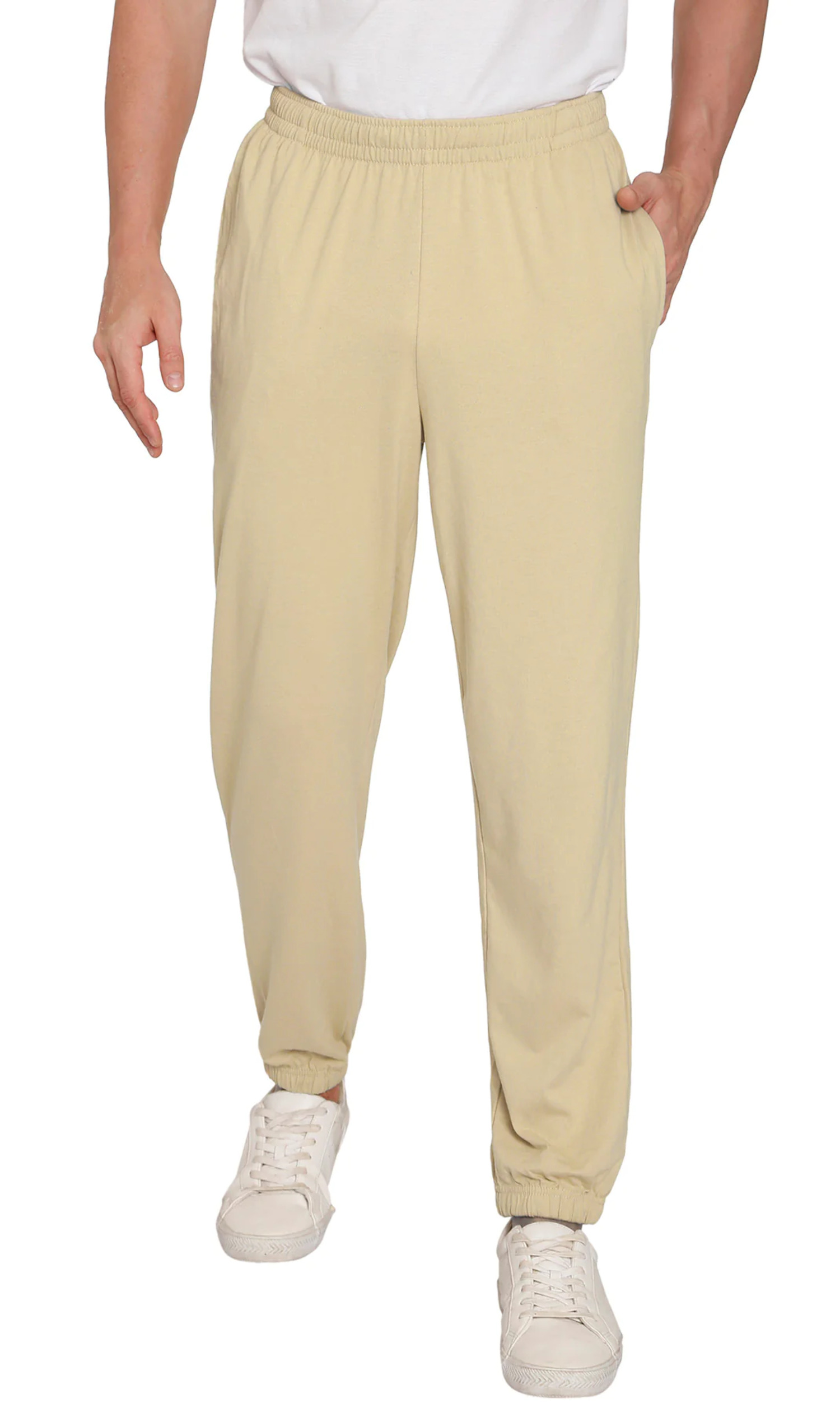Men's Knit Pants Pull On Elastic Waist for Effortless Dressing and