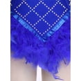 thumbnail image 5 of Aislor Women Rhinestones Feather Dacne Leotard Sleeveless Ballet Unitard Cocktail Party Dress Stage Wear Blue M, 5 of 7