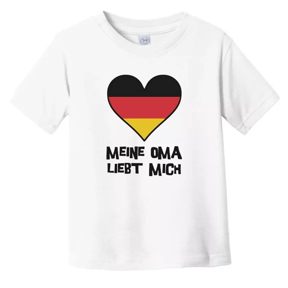 Bella Canvas My Grandma Loves Me German Language Germany Flag Heart Toddler Boys & Girls Shirt, Gift for Baby or Kids